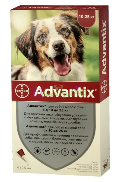 Advantix for Dogs 10–25 kg, 4 Pipettes Pack
