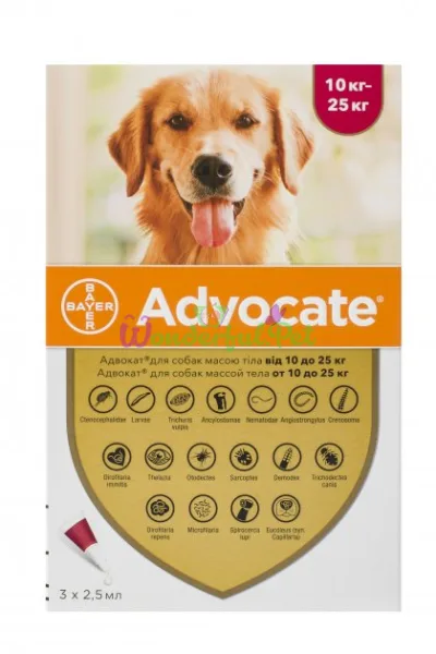 Краплі Bayer Advocate Dog 10-25 кг упаковка