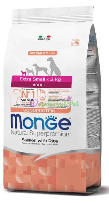-50% Monge Dog Extrasmall Adult Salmon Rice 1.6 кг