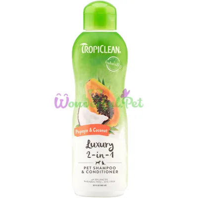 Шампунь TropiClean Papaya Coconut 2 в 1 Папайя и кокос 2 в 1 для собак и кошек 592 мл
