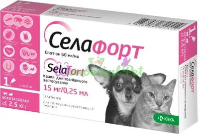 KRKA Selafort Cat Dog Селафорт 15 мг до 2.5 кг №1