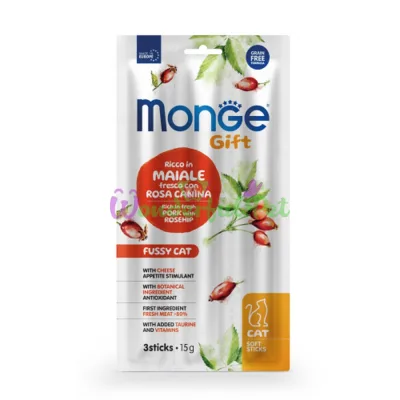 Monge Gift Fussy Cat Pork Rosehip Treats 15 g