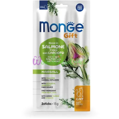 Лакомка Monge Gift Cat Hairball Salmon Artichoke 15 г