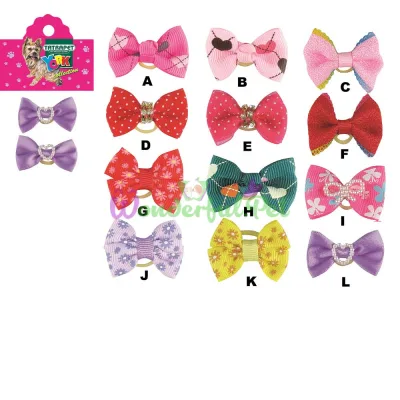 Yorkie Hair Bows 3.5-4 cm, Pink, 2 pcs