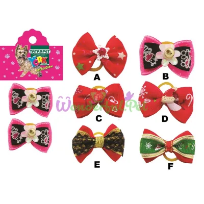 Yorkie Hair Bows 3.5-4 cm, Red, 2 pcs