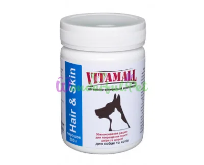 Витамины для кошек и собак VitamAll Hair Skin 200 г