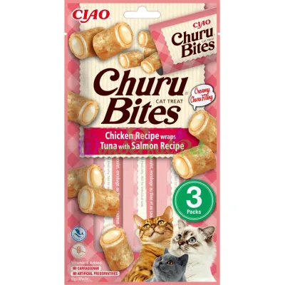 Ласощі INABA Churu Bites для котів, курка тунець лосось 3x10 г