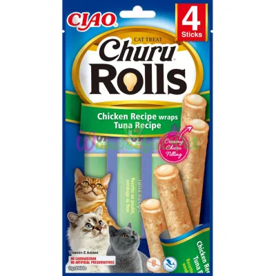 Treat INABA Churu Rolls for cats, chicken tuna 4x10 g (12 pcs. pack) (48 pcs per box)
