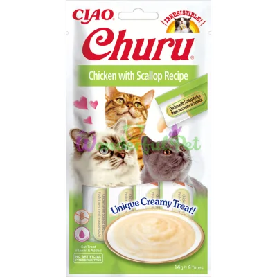 Лакомство INABA Cat Churu Creamy treat Chicken Scallop 56 г