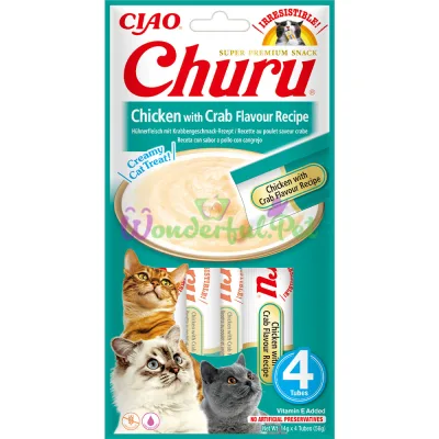 Лакомство INABA Cat Churu Creamy treat Chicken Crab 56 г