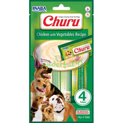 Лакомство INABA Dog Churu Creamy treat Chicken Vegetables 56 г