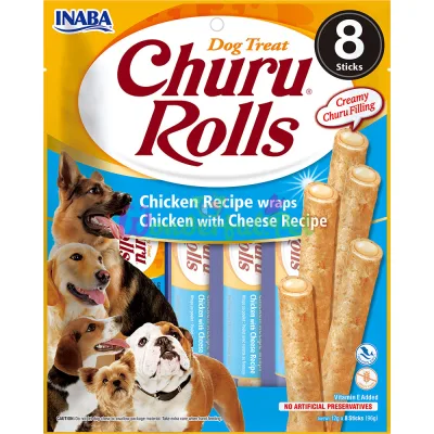 Лакомство INABA Dog Churu Rolls Chicken Cheese 8x12 г