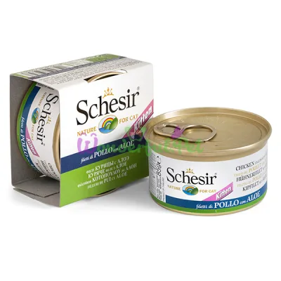 Влажный корм для котят Schesir Chicken Aloe Kitten в желе 85 г