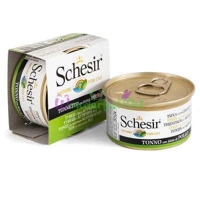 Влажный корм для кошек Schesir Tuna Chicken в желе 85 г
