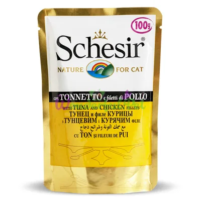 Влажный корм для кошек Schesir Tuna Chicken в желе 100 г