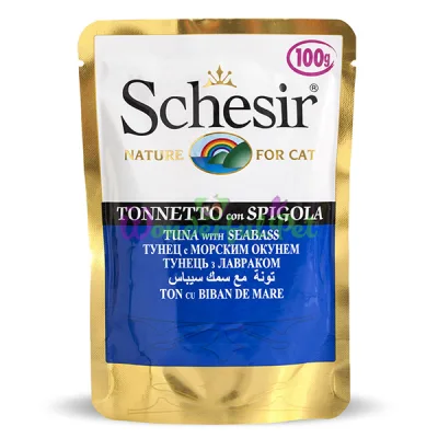 Влажный корм для кошек Schesir Tuna Seabass в желе 100 г