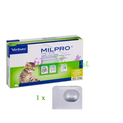 Таблетка VIrbac Milpro Cat Kitten 4мг/10 мг 1 шт