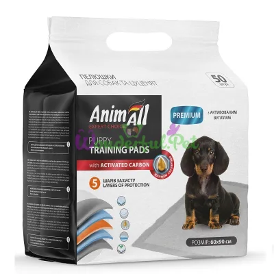 Пелюшки AnimAll Puppy Training Pads Carbon 60х90 см 50 шт