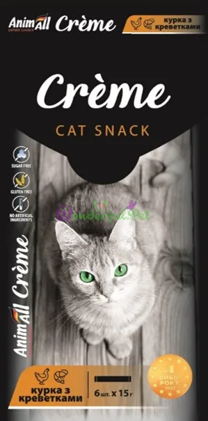 Ласощі AnimAll Crème Cat Snack Chicken Shrimps 90 г