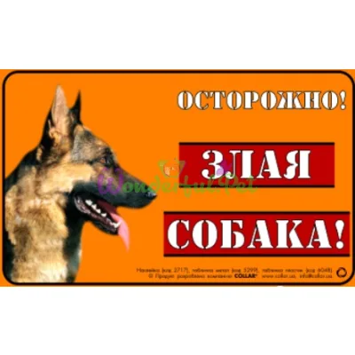Табличка Collar Осторожно! Злая собака! Немецкая овчарка цвет