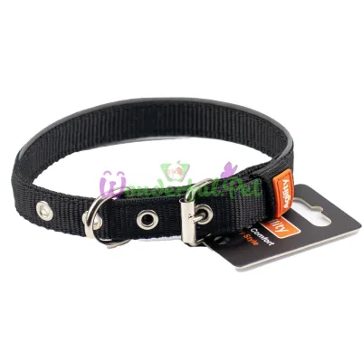 Agility Nylon Collar with Reflective Trim, Double 20mm 300-380mm (Black)