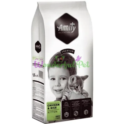 Корм для кошек AMITY Kitten, повседневный для котят, с курицей и рисом, 1,5KG