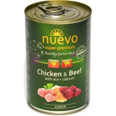 Консерва NUEVO Dog Puppy JUNIOR Chicken Beef Rice Ca 400 г