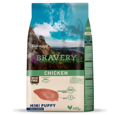 BRAVERY Chicken Mini Puppy,сухий корм для щенков мелких пород,с курицей 600 гр