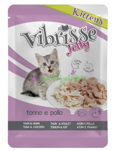 Пауч для кошенят VIBRISSE JELLY, тунець курка в желе, 70г (18 шт.в упак.)