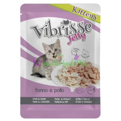 Пауч для котят VIBRISSE JELLY, тунец курица в желе, 70 г (18 шт. в упак.)
