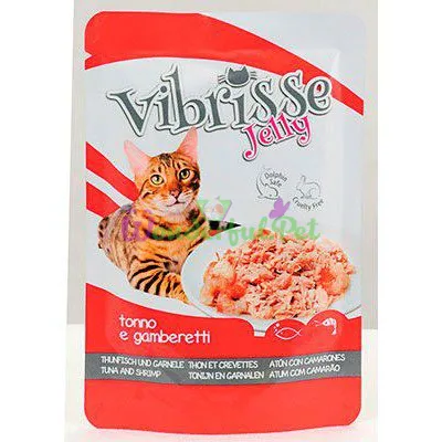 Пауч для кот. VIBRISSE JELLY, тунец креветки в желе, 70 г (18 шт. в упак.)