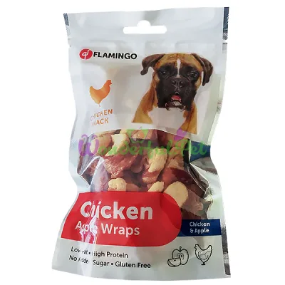 Лакомство для собак из куриного мяса и яблок Flamingo Chicken Snack Apple Wrap 85 г