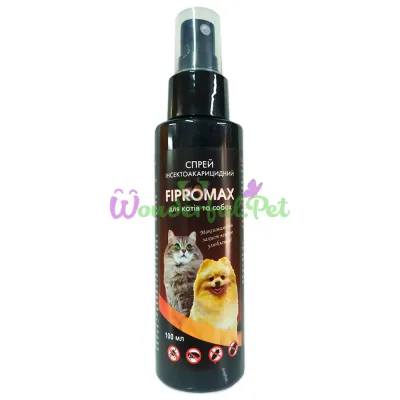 Спрей FIPROMAX д котів и собак, 100мл 10шт.уп.(перметрин)(захист від бліх і кліщів до 2-х міс.)