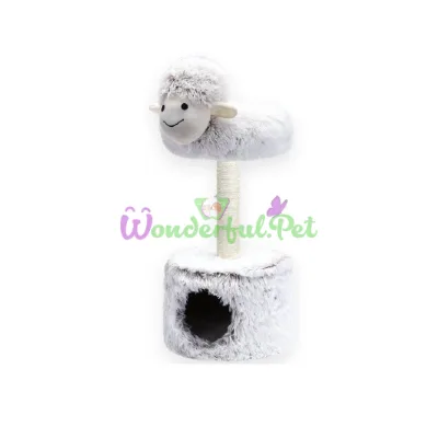 Когтеточка Nobleza Single Column Sheep Cat Tree White 34x34x67 см