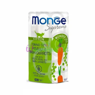 MONGE Supreme CAT WET Kitten Tuna Peas Mini Carrots 80 g