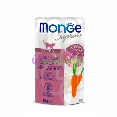 MONGE Supreme CAT WET Kitten GF Tuna Quinoa Baby Carrots 80 g