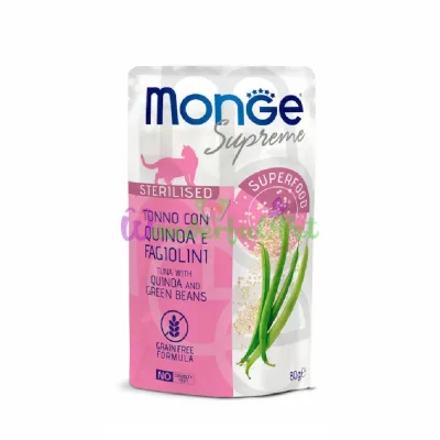 Пауч MONGE Supreme CAT WET Sterilised GF Tuna Quinoa Green beans 80 г