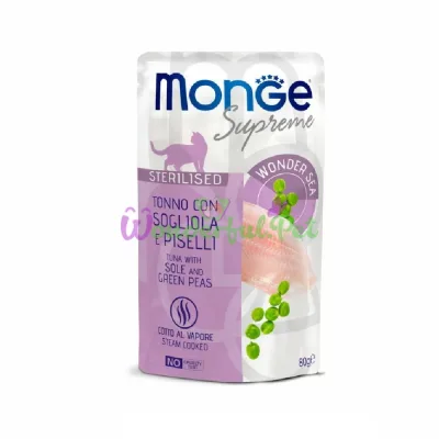 MONGE Supreme CAT WET Sterilised Tuna Sole Green Peas 80 g