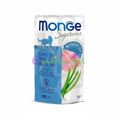 MONGE Supreme CAT WET Sterilised Tuna Mullet Green Beans 80 g