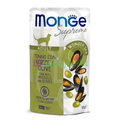 MONGE Supreme CAT WET Adult Tuna Mussels Olives Pouch 80 g