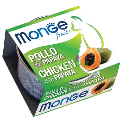 Консерва MONGE Fruits CAT WET Adult Chicken Papaya 80 г