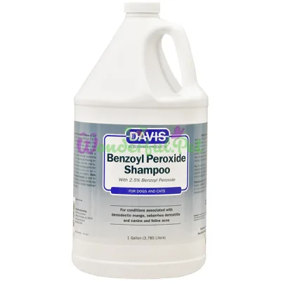 Шампунь для собак и котов с демодекозом и дерматитом Davis 2.5% Benzoyl Peroxide Shampoo 3.8 л