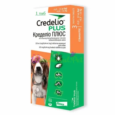 Таблетка Elanco CREDELIO PLUS Dog Tab 5.5-11 кг 1 шт