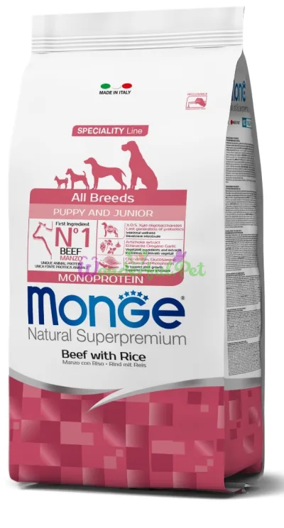 Сухий корм MONGE DOG All breeds Puppy Junior Mono Beef Rice 15 кг