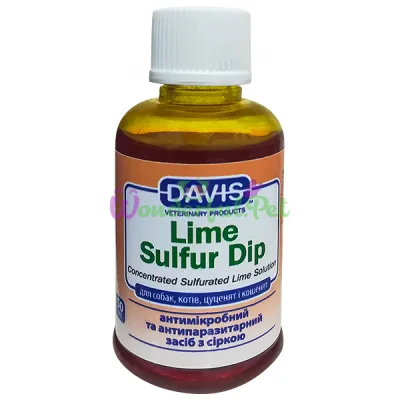 Антимикробное и антипаразитарное средство для собак и котов Davis Lime Sulfur Dip концентрат 50 мл