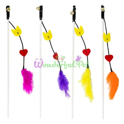 AGILITY Cat Teaser Wand with Plush Cat, Feather and Bell 35 cm