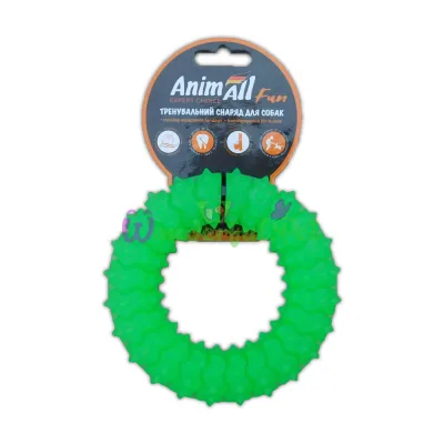 Игрушка для собак AnimAll Fun кольцо с шипами зеленое 12 см