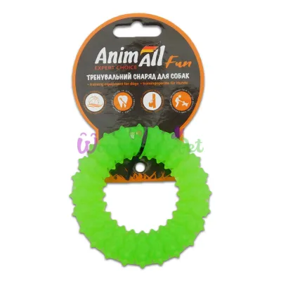 Игрушка для собак AnimAll Fun кольцо с шипами зеленое 9 см