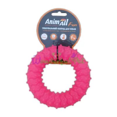 Игрушка для собак AnimAll Fun кольцо с шипами коралловое 12 см