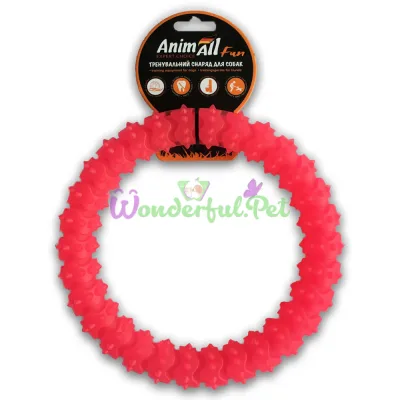 Игрушка для собак AnimAll Fun кольцо с шипами коралловое 20 см